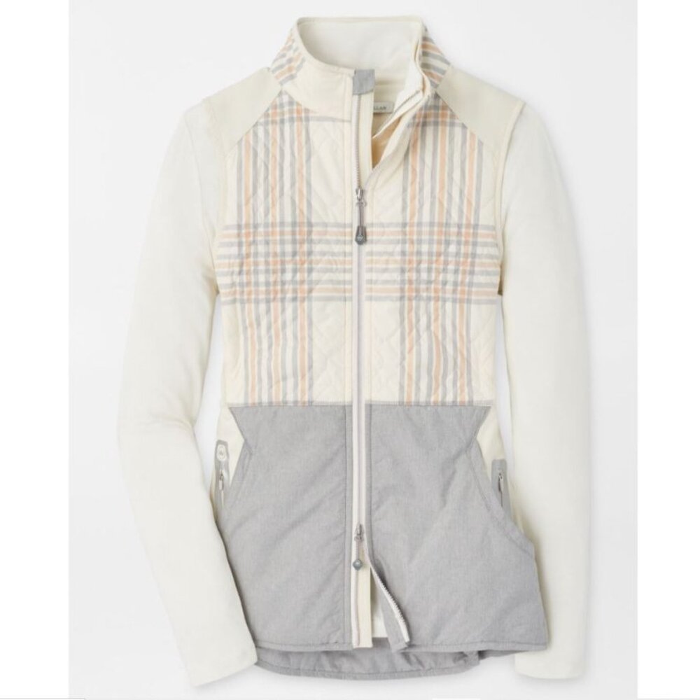 Peter Millar Womens "LikeNew" Lizzie Hybrid Ivory Beige Vest Plaid Size Medium